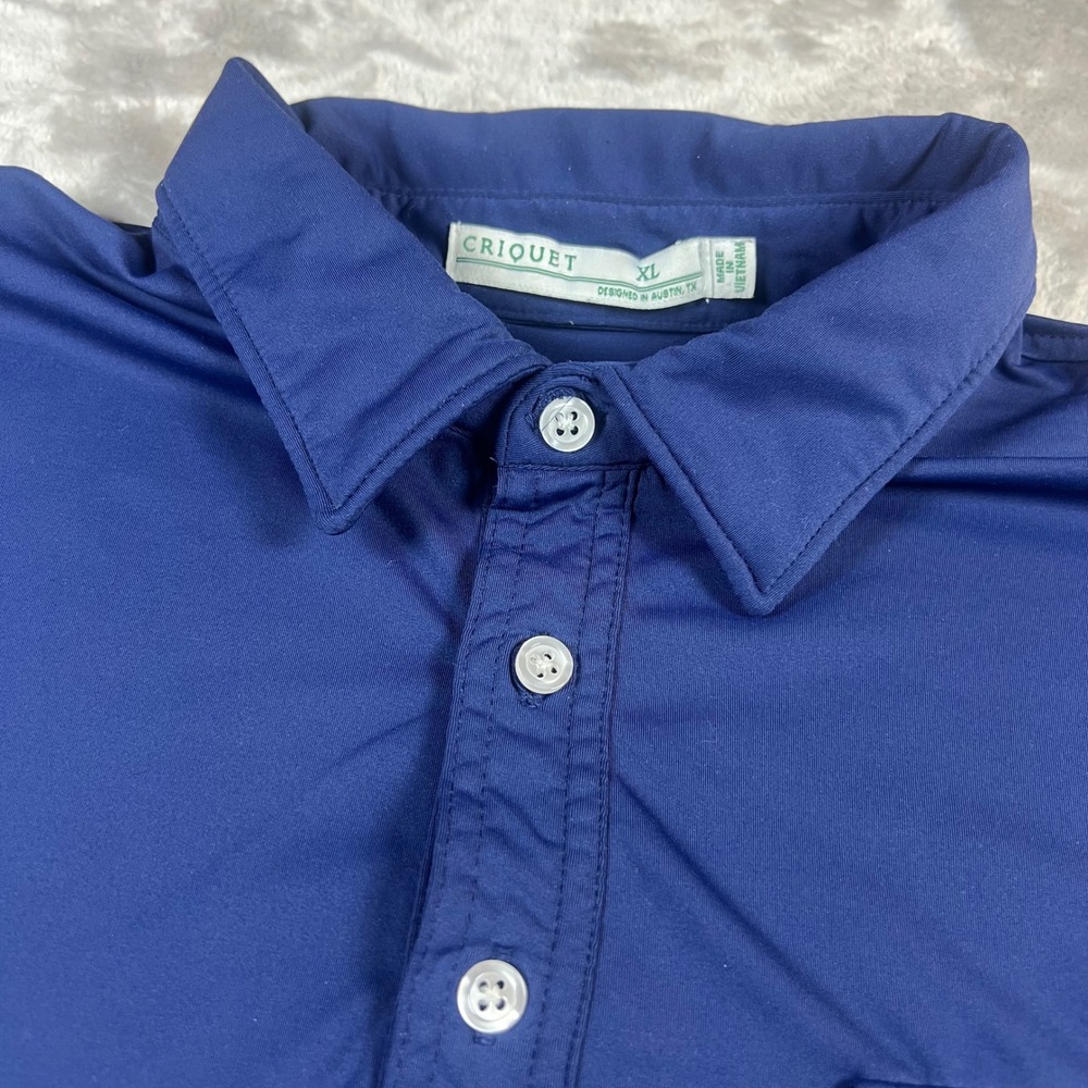 Criquet Men's XL Polo Shirt Navy Blue Performance Stretch Short Sleeve Pocket